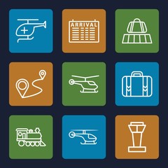 Set of 9 trip outline icons