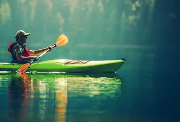 Foto op Canvas Senior Kayaker on the Lake © Tomasz Zajda