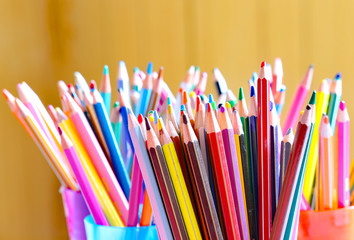 colored pencils in the artist's studio