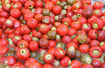 red peppers stuffed with ripe olives typical dish of the cuisine