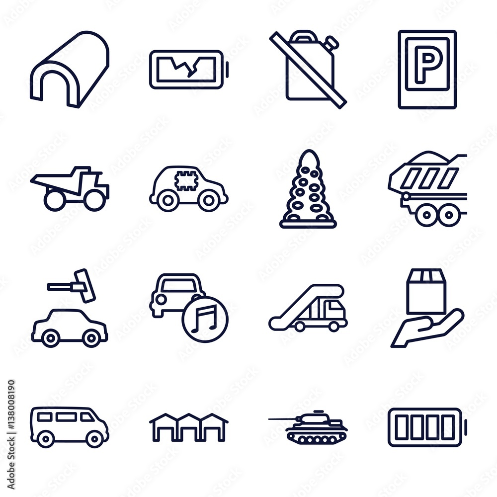 Sticker Set of 16 car outline icons