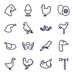 Set of 16 bird outline icons