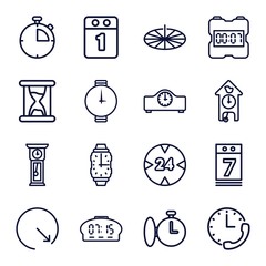 Set of 16 time outline icons