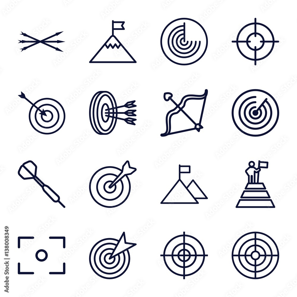 Poster set of 16 target outline icons