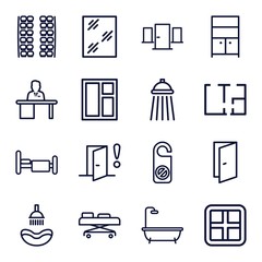 Set of 16 room outline icons