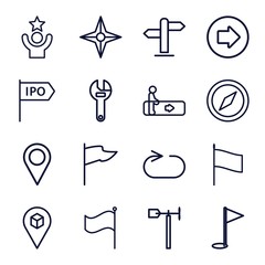 Set of 16 direction outline icons