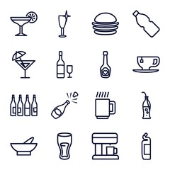 Set of 16 drink outline icons