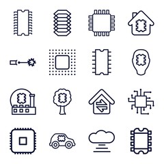 Set of 16 circuit outline icons