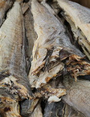 Smoked cod fish Dry for sale in the market
