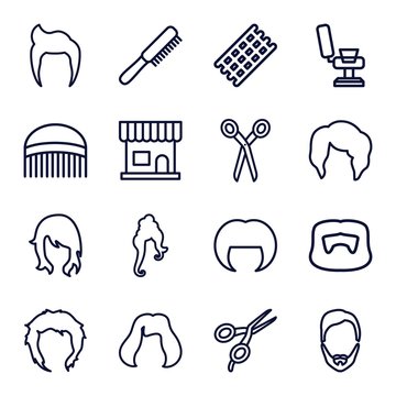 Set of 16 haircut outline icons