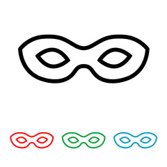 Icono plano silueta antifaz en varios colores