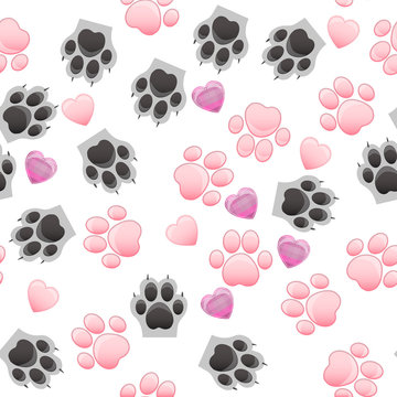 cat and dog paw print with claws