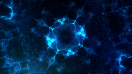 Blue glowing abstract tekustura abstraction, smoke, lines, rectangles on a black background