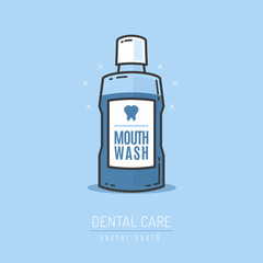 Mouthwash bottle for dental care vector illustration