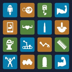 Set of 16 arm filled icons