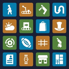 Set of 16 grey filled icons