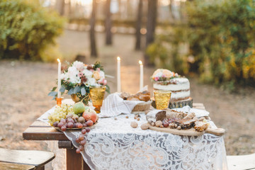 Wedding inspirational decoration table dinner outdoor