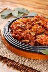 jeyuk bokkeum. stir-fried spicy pork.