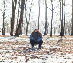 Fototapeta premium Woman Enjoying Winter Day