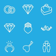 Set of 9 marriage outline icons