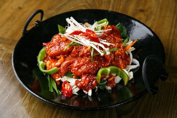jeyuk bokkeum. stir-fried spicy pork.