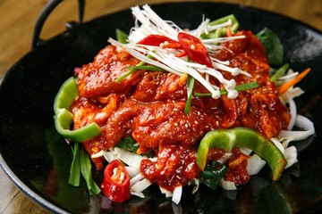 jukkumi bokkeum. jukkumi dak. Stir-fried Small Octopus 