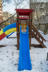 children's playground outdoors in winter