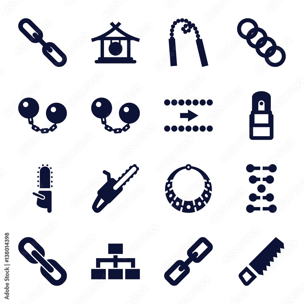 Poster set of 16 chain filled icons