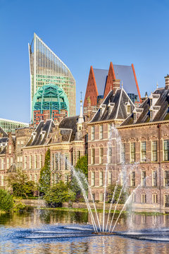 Binnenhof Palace and the skyline The Hague in the Netherlands