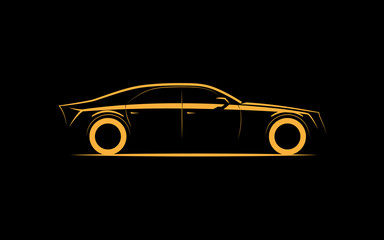 silhouette of a luxury business car on a black background