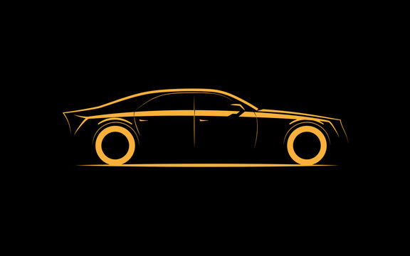 recommend clip art: silhouette of a luxury business car on a black background