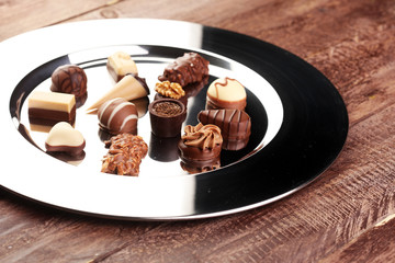 a lot of variety chocolate pralines