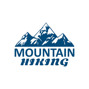 Mountain hiking or hike tour sport vector icon