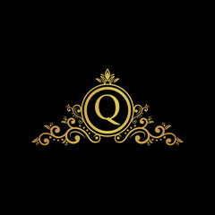 initial letter logo circle elegant gold