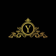 initial letter logo circle elegant gold