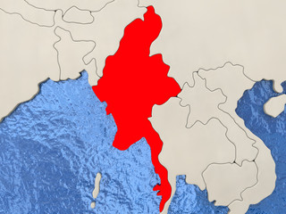 Myanmar on map