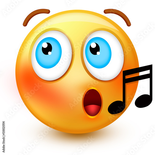 Cute Whistling Emoticon Or 3d Smiley Emoji Showing Happiness