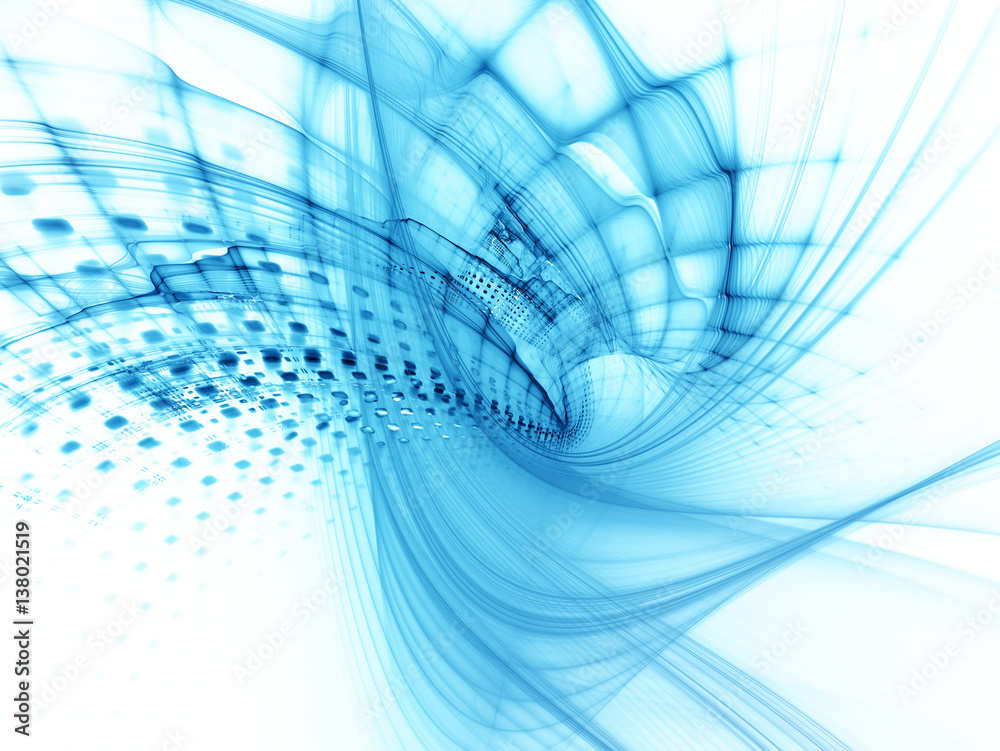 Poster abstract background element. three-dimensional composition of wave shapes, grids and particles. scie