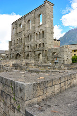 Ruins of the Roman Theatre in Aoste Italy