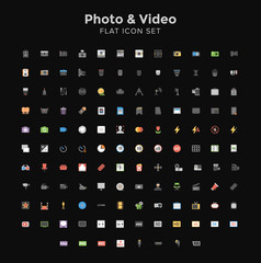 Photo and Video Flat Icon Set