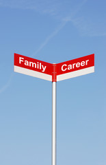 road signpost with family and career text
