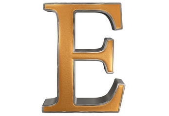 Uppercase letter E, isolated on white, 3D illustration