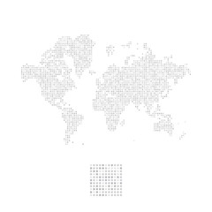Abstract world map in a square dots. Flat vector illustration EPS 10