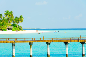 beautiful tropical sea with bridge