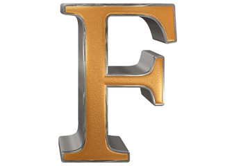 Uppercase letter F, isolated on white, 3D illustration