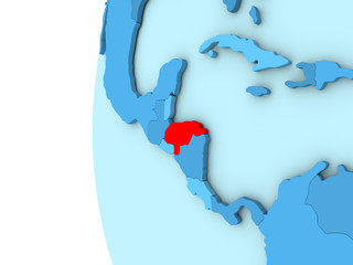 Honduras on blue globe