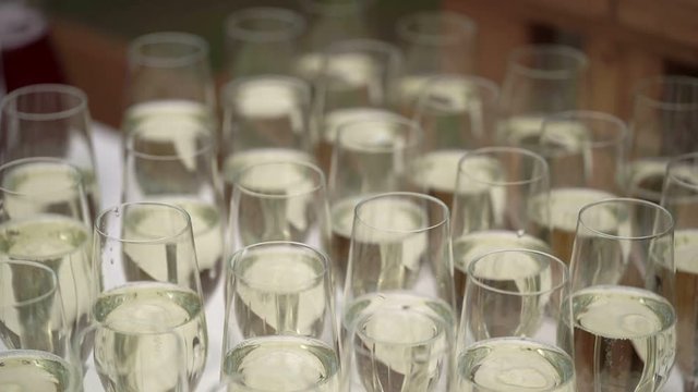 Chamagne in glasses on table