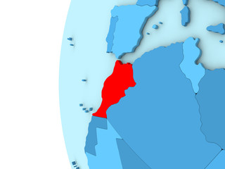 Morocco on blue globe