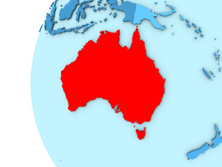 Australia on blue globe