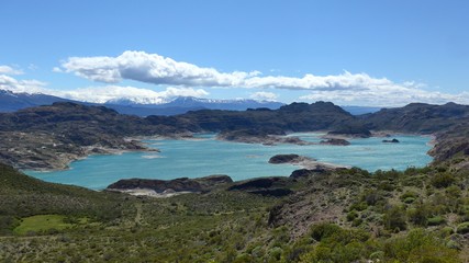 Beautiful bright turquoise waters of laguna verde in Southern Chile